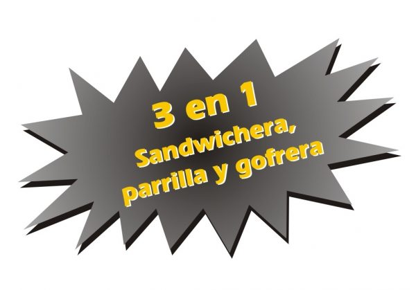 Sandwichera, parrilla y gofrera eléctrica